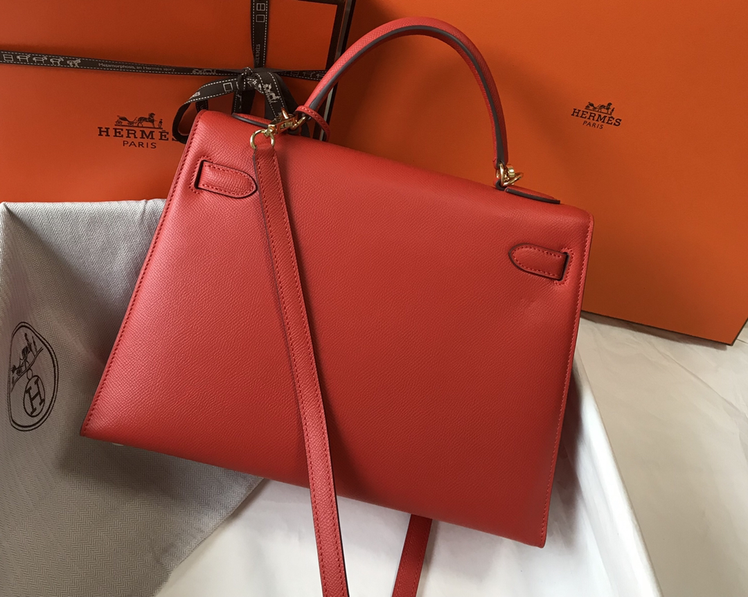 Hermes Kelly 32cm Handbag Shoulder Bag in Red Epsom Leather